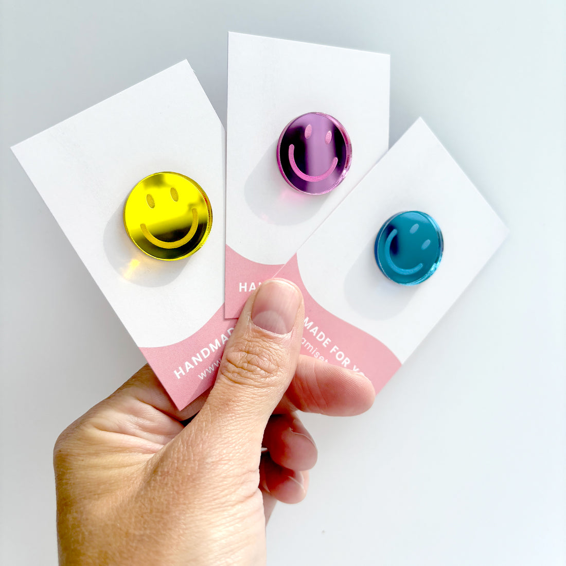 Smiley Superpack – 3 pins + 1 spiegel