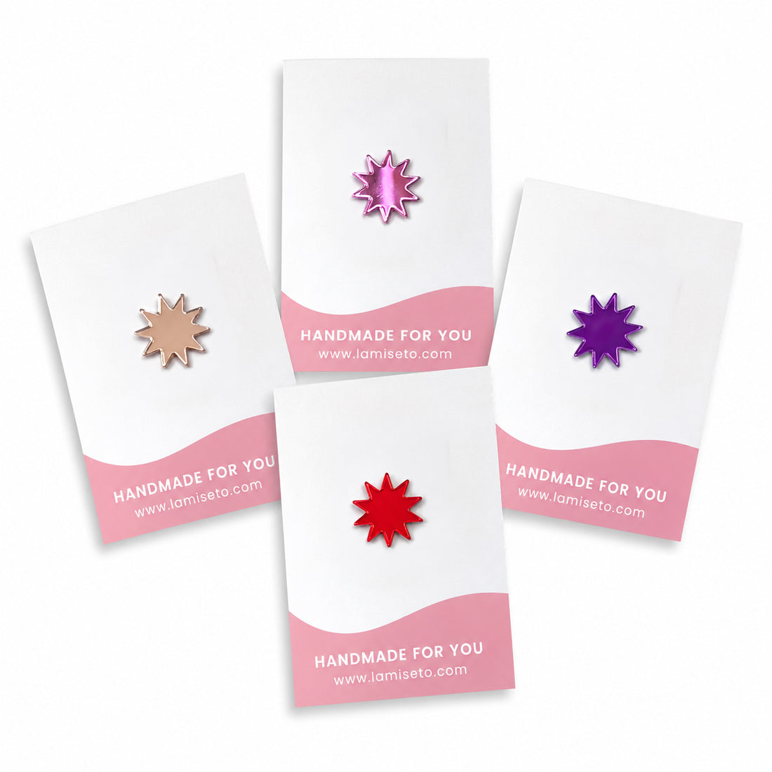 Sunny pins in roze, rood, paars en roségoud